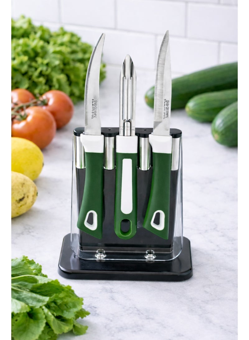 ديسينت ديسنت 3 بيسز كيتشن نايف سِت – نون ستك نايف سِت وِذ آوت ستاند | ستينلس ستيل بليدز – رَست ريزِستَنت | بلاين نايف 21.2 سم، ليزر نايف 21.2 سم آند بيلَر 18.8 سم - Image 2